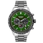 Sekonda Men's Chronograph Watch, Green dial with Stainless Steel Silver Bracelet 1913