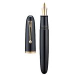 Jinhao 9019 Fountain Pen, Dadao Series #8 Extra Fine Nib, Black Acrylic Barrel with Golden Clip Big Size Writing Pen