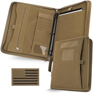 LIVANS Tactical Notebook Portfolio Padfolio Ring Binder with Zipper, Large Military Notebook Planner Contains 25 Sheets A4 Letter Paper and Detachable 3-Ring, Multi-Storage Handle Bag for Out-Work