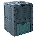 4smile 300 Litre Garden Composter Bin Composting Waste Box Recycling Eco Storage, Plastic, Black