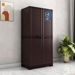 Nilkamal Freedom Big FMM Plastic Cabinet | 3-Year Warranty | 4-Shelf Storage Cupboard with Doors | Multi Organizer for Home, Wardrobe | Clothes Rack, Shelves, Almirah (Dark Brown)