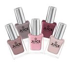 JUICE Quick-dry, Long Lasting, Chip Resistant, Gel Finish, High Gloss, F&D APPROVED COLORS & PIGMENTS, One Coat, 5 in 1 Nail Polish Combo 32