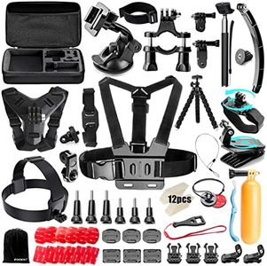 ZOOKKI Upgraded 70 in 1 Action Camera Accessories Kit for GoPro Hero 12 11 10 9 8 7 6 5 4 3-Go Pro Black Sliver Session Fusion Max-Mount Case for AKASO APEMAN SJCAM DBPOWER Insta360 Xiaomi Yi DJI