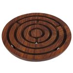 skytouch shoppee wooden round labyrinth board ball in maze puzzle game diameter 6 inch, best gift for kids,your friends.and your family.-Brown