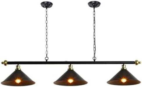 HammerHouse 59 Inch Pool Table Light, Industrial Billiard Light with Black Metal Shades, Pool Table Lights for 7ft/8ft Billiard Table,Hanging lamp for Dining Room,Game Room,Man Cave,Basements,Bar