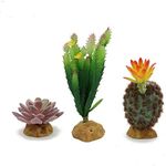 JIHAQUA Reptile Plants Succulent, Artificial Desert Rain Forests Plants for Lizard Bearded Dragon Chameleon Gecko Snake Amphibian Terrarium Decor (Set 3)