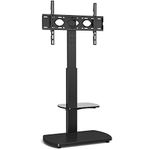 TTAP TV Stand for 32-65 Inch TV’s with Black Wooden Base and Single Glass Shelf/With Swivel and Height Adjustable Mount Bracket (BLACK)