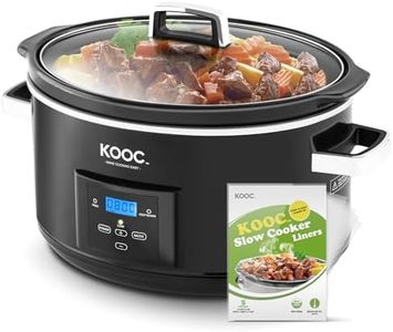 KOOC 8.5-Quart Programmable Slow Cooker, Larger than 8 Quart, More Practical than 10 Quart, with Digital Countdown Timer, Free Liners Included for Easy Clean-up, Upgraded Ceramic pot, Adjustable Temp, Nutrient Loss Reduction, Black, Oval…
