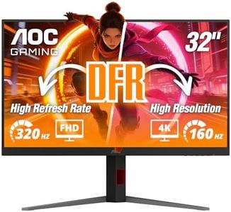 AOC 32 inch 4K Gaming Monitor, UHD 3840×2160 160Hz / FHD 320Hz Dual Mode, IPS Panel, 0.5ms MPRT, HDMI 2.1, DisplayPort 1.4, G-Sync Compatible, Height Adjustable Stand, U32G4
