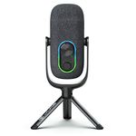 JLab JBuds Talk USB Microphone, Black, USB-C Output, Cardiod, Omni, Stereo, and Bi-Directional, 96k Sample Rate, Volume Control, Gain Control, and Quick Mute, 3.5mm AUX, Plug and Play