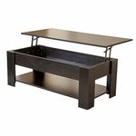 Home Source Coffee Table with Lift Up Top Storage Area and Magazine Shelf, Engineered Wood, Black, 100cm