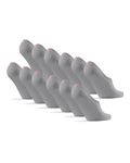 DANISH ENDURANCE 6 Pack Bamboo No Show Trainer Socks, Non Slip Silicone Heel, Men and Women, Grey, 6-8