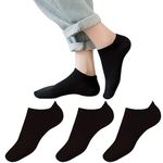 Yuneek Women's Ankle Length Low Cut Cotton Socks Pack Of 3 (BLACK)