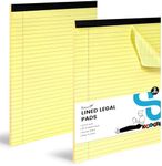 Koogel 2PCS Legal Pads, 8.5x11inch 45 Sheets Wide Ruled Lined Perforated Notepads Writing Pads Yellow Paper Pads for Student Study Work Office
