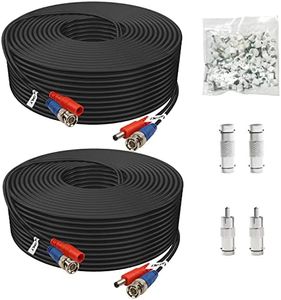 BNC Cable 150ft 2 Pack Aimyzii BNC Video Power Cable,Security Camera Cable for CCTV Camera DVR Security Systems(Included 4X BNC Adapters,100 Pcs Cable Clips)-Black