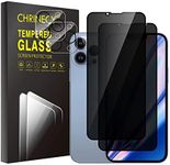 CHRINECY [4 Pack] 2 Pack Privacy Screen Protector for iPhone 13 pro with 2 Pack Camera Lens Protector, Double Protection Tempered Glass Film, 9H Hardness, Anti Spy Anti Peeping