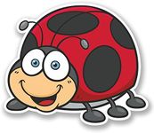 2 x 10cm Ladybird Ladybug Vinyl Sticker Bike Laptop Car Happy Bug Kids Fun #5198 (10cm Wide x 8.5cm Tall)