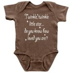 Apericots Baby Bodysuit, Cute Baby Clothes, Twinkle, Twinkle Little Star, Do You Know How Loved You are? Unisex, 0-18 Months, Brown, Newborn