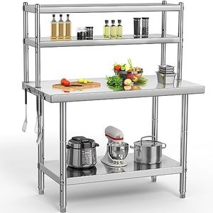 YITAHOME NSF Stainless Steel Table with Overshelves, 36" X 24" Work Table with 36" X 12" Shelf, Metal Table Prep Table for Home Kitchen Restaurant Garage Warehouse