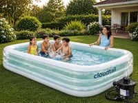 Cloudtail 7.5 Ft Inflatable Swimming Pool for Adults & Kids with Electric Pump | Large Rectangular Family Pool | Thick PVC Leak-Proof Portable Bath Tub for Garden, Terrace, Outdoor Summer (A 7.5 Feet)