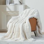 Mr. Sandman Weighted Blankets for Adults Queen Size 20lbs, Warm Sherpa Fleece Throw Blanket for Sleep and Calm, Soft Cozy Heavy Bed Blanket with Jacquard Flannel, 60 x 80 Inches, Cream White