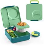 Omie OmieBox Bento Box for Kids - Insulated Lunch Box with Leak Proof Thermos Food Jar - 3 Compartments, 2 Temperature Zones - (Meadow) (Single)