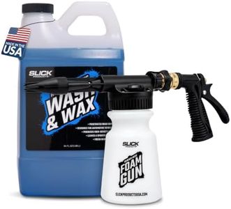 Slick Products Wash & Wax (64 oz.) + Garden Hose Foam Gun Bundle - Super Concentrated Car Wash Foam Shampoo for Car, Truck, RV, Motorhome, Toy Hauler, and Boat.