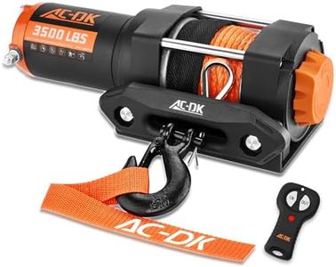 AC-DK 3500 lb ATV/UTV Winch Synthetic Rope Kits, 12V Winch with Wireless Remote for Off Road Trailer Boat RV Towing Winches, Waterproof Winch with Mounting Plate and Wired Remote