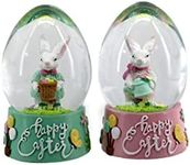 Easter Bunny Decoration Easter Bunny Happy Easter Rabbit with Egg, Rabbit Decor, Easter Bunny Water Globe, Spring Decor for Easter Home Office House Party Decoration （2 Pack）