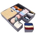 BELLE VOUS 8 Pack of Drawer Organiser Storage Boxes - Foldable Fabric Storage Baskets/Bins - Drawer, Closet, Wardrobe or Dresser Dividers for Clothes, Underwear, Bras, Socks, Scarves, T-Shirts & More