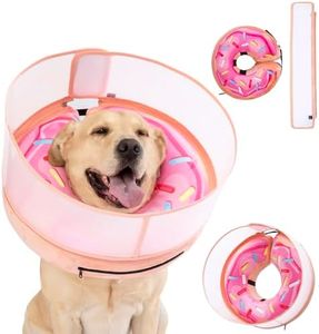 Inflatable Dog Cone Collar with Enhanced Anti-Licking, Soft Neck Donut for Dogs Cats, Recovery Pet Cone Collar After Surgery for Large Medium Small Dogs (Donut Pink2, Medium+)