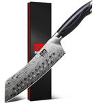 SHAN ZU Japanese Santoku Knives 18cm in Powder Steel Kitchen Chef Kinfe Ultra Sharp 12° Blade High Carbon 63 HRC Carving Knives, Professional Utility Knife with Ergonomic Pakkawood Handle