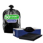 Plasticplace Contractor Trash 42 Gallon │ 3.0 Mil │ Black Heavy Duty Garbage Bag │ 33” x 48” (50 Count)