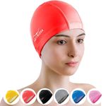 Spandex Swim Cap with Protective Layer // Comfortable Swimming Caps for Adult Men Women and Kids