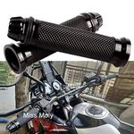 7/8" 22mm Motorcycle Grips Non-Slip Rubber Handlebar Hand Grips(Black)