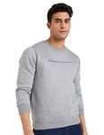 Qube By Fort Collins Men's Fleece Round Neck Regular Fit Sweatshirt (929241 SMU_Grey_M)