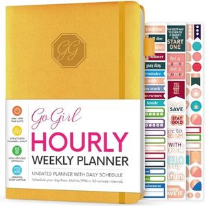 GoGirl Planificateur hebdomadaire – Planificateur horaire pour le travail et la vie avec fentes horaires – Agenda vertical pour la productivité quotidienne, A5 (jaune ambre)