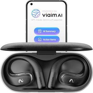 viaim OpenNote Professional AI Note Taker Earbuds, MFi Certified Open-Ear Voice Recorder, 53H Battery, Instant Call & Meeting Recording, Live Transcription & AI Summary, IP55, Black