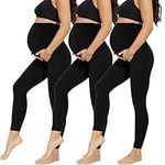 AMIYOYO 3 Pack Maternity Leggings Over Bump High Waist Buttery Soft Belly Support Stretchy Pregnancy Trousers Pants Workout Yoga Pajama Black/Black/Black