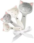 Cat Shaped Ceramic Measuring Spoons - White and Grey by WM