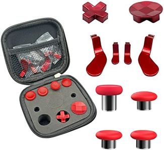 EASEGMER Replacement Thumbsticks for Xbox One Elite Controller Series 2, 10 in 1 Plating Accessories Kits Parts Including 4 Swap Joysticks,4 Paddles,1 Standard D-Pads (Red Joysticks)