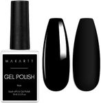 Makartt Gel Nail Polish, 1 Pcs 15ml Black Gel Nail Polish for UV LED Light Noir Gel Polish Soak off By Acetone for Manicure DIY Nail Art Designs Home Salon