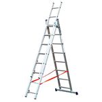 TB Davies Light Duty 2.3m Triple Section Aluminium Extension Ladder Combi Step Ladder Made in Italy EN131