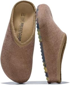 Project Cloud Casual Clogs for Women - Genuine Leather SmartFoam Arch Support Insole Womens Slippers Cashmere Knit Slides - Slip On Shoes for Women Non-Slip Mules & Clogs (Nella, Portobello Knit,11M)