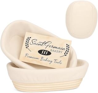 Saint Germain Bakery Premium Round Bread Banneton Basket with Liner - Perfect Brotform Proofing Basket for Making Beautiful Bread (10" Oval (2x count))