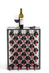 Mango Steam 32 Bottle Gray Wine Rack with Black Glass Top Shelf, Free Standing for Home, Kitchen and Bar