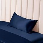 THXSILK 100% Silk Pillowcase for Hair and Skin Luxury 25 Momme Mulberry Silk, Pillow Cases with Hidden Zipper - Standard(20 x26 inch/51x66 cm), Navy Blue