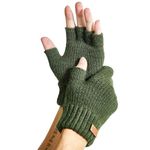 Winter Fingerless Gloves for Women Men - Warm Alpaca Wool Stretchy Knit Half Finger Gloves, Cold Weather Soft Fingerless Gloves for Driving Work Typing Running - Adult Gloves.