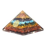 OrgoniteShop Handmade Geometric Pyramid with Seven Chakra Crystals and Copper Dust | 7 Chakra Energy Balancing Pyramid | Holistic Healing and Positive Energy Enhancer