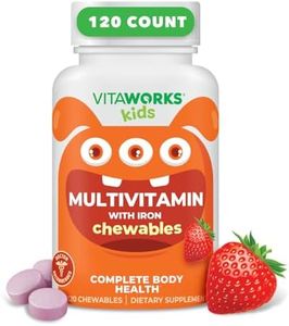 VitaWorks Kids Multivitamin with Iron & Minerals Chewable Tablets - Mixed Fruit Flavor - Vegetarian, GMO-Free, Nut Free - Dietary Supplement - Digestive Support for Children - 120 Chewables",